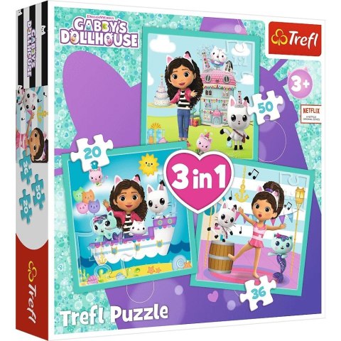 Puzzle 3w1 Aktywności Gabby Koci Domek Gabi (Gabbys Dollhouse) Trefl