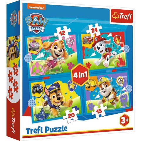 Puzzle 4w1 Biegnące pieski Psi Patrol (Paw Patrol) Trefl