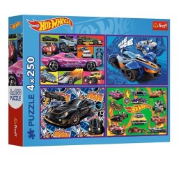 Puzzle 4x250 Wyścigowe auta Hot Wheels Trefl