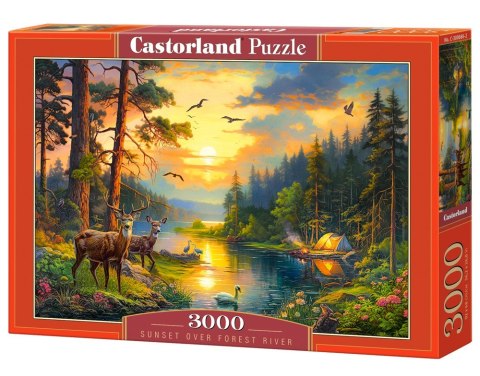 Puzzle 3000 elementów Zachód słońca nad leśną rzeką Castor