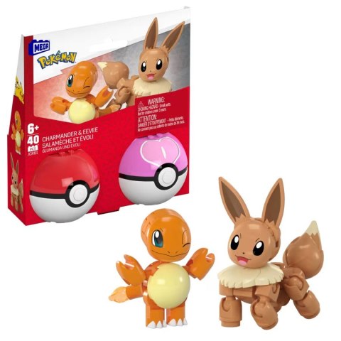 Klocki Mega Pokemon Pokeball 2-pak Charmander i Eevee Mega Bloks